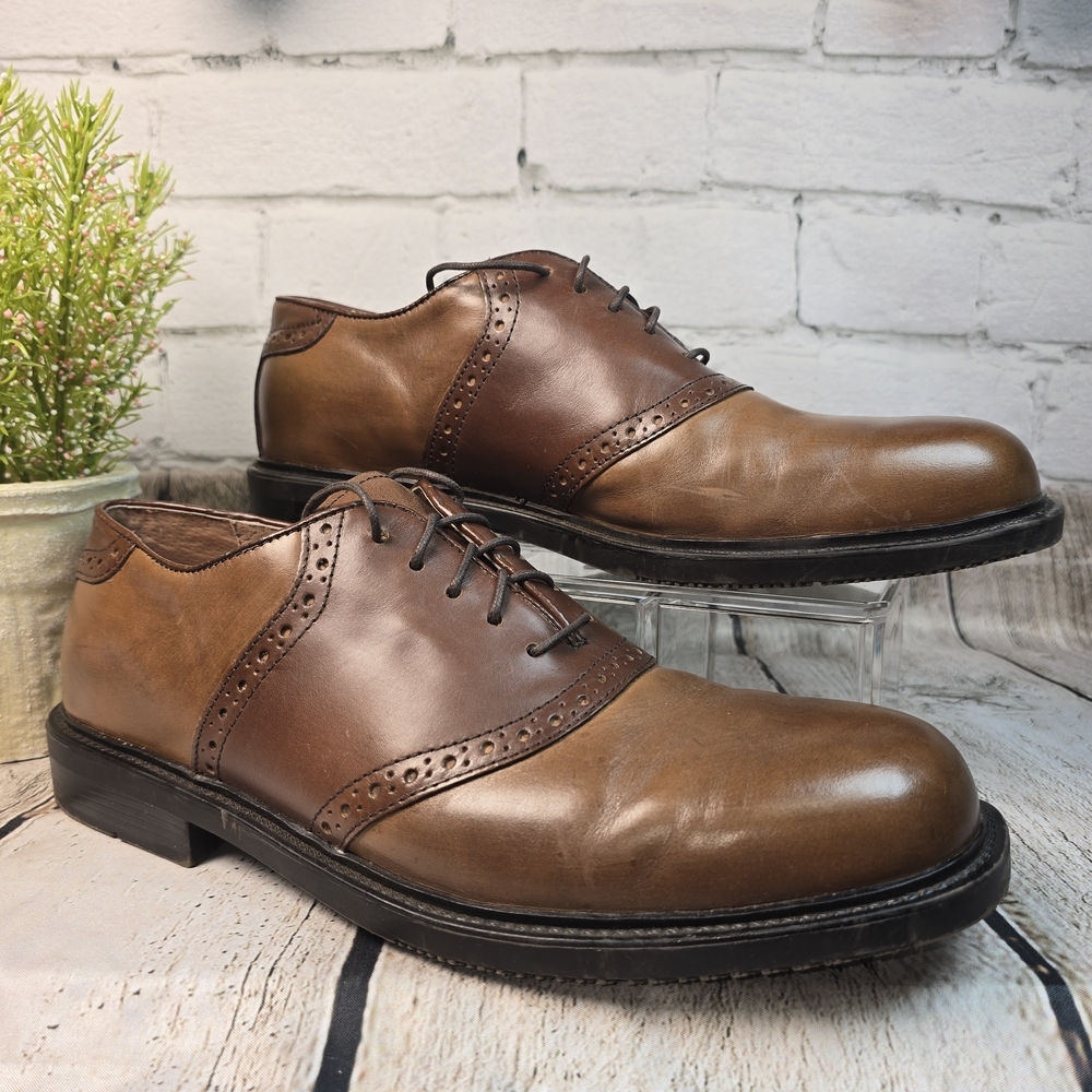 FLORSHEIM MENS BROWN LEATHER OXFORD DRESS SHOE LACE UP SIZE 11